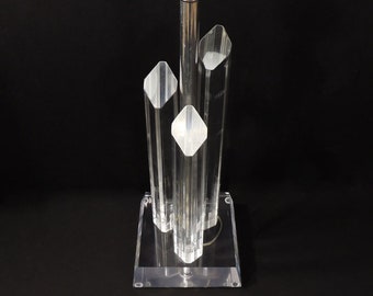 Mid-Century Modern Cityscape Ritts Lucite Desk Table Lamp