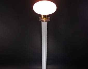 MCM Brass Accented Lucite Floor Lamp Style of Karl Springer
