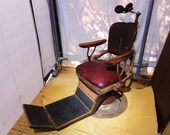 LOCAL PICKUP - Art Deco Era Adjustable Heavy Duty Metal Solid Wood Vinyl Seating Industrial Dental Chair