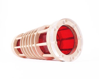 Unique Space Age Design Table Light 'Power Cell - Red' Lucite Glass Futuristic Lamp