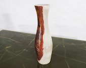 Vintage Red White Heavy Stone Marble Flower Vase