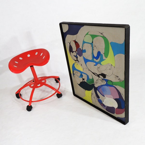 1970s Vintage Original modernistische Ära signiertes Öl abstraktes Gemälde