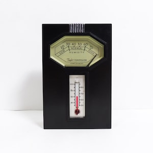 Vintage Deco Style Taylor Humidiguide Hampton Model Portable Metal Thermometer