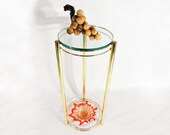 MCM Era Brass Plated Tubular Round Tall Plant Stand Side End Table