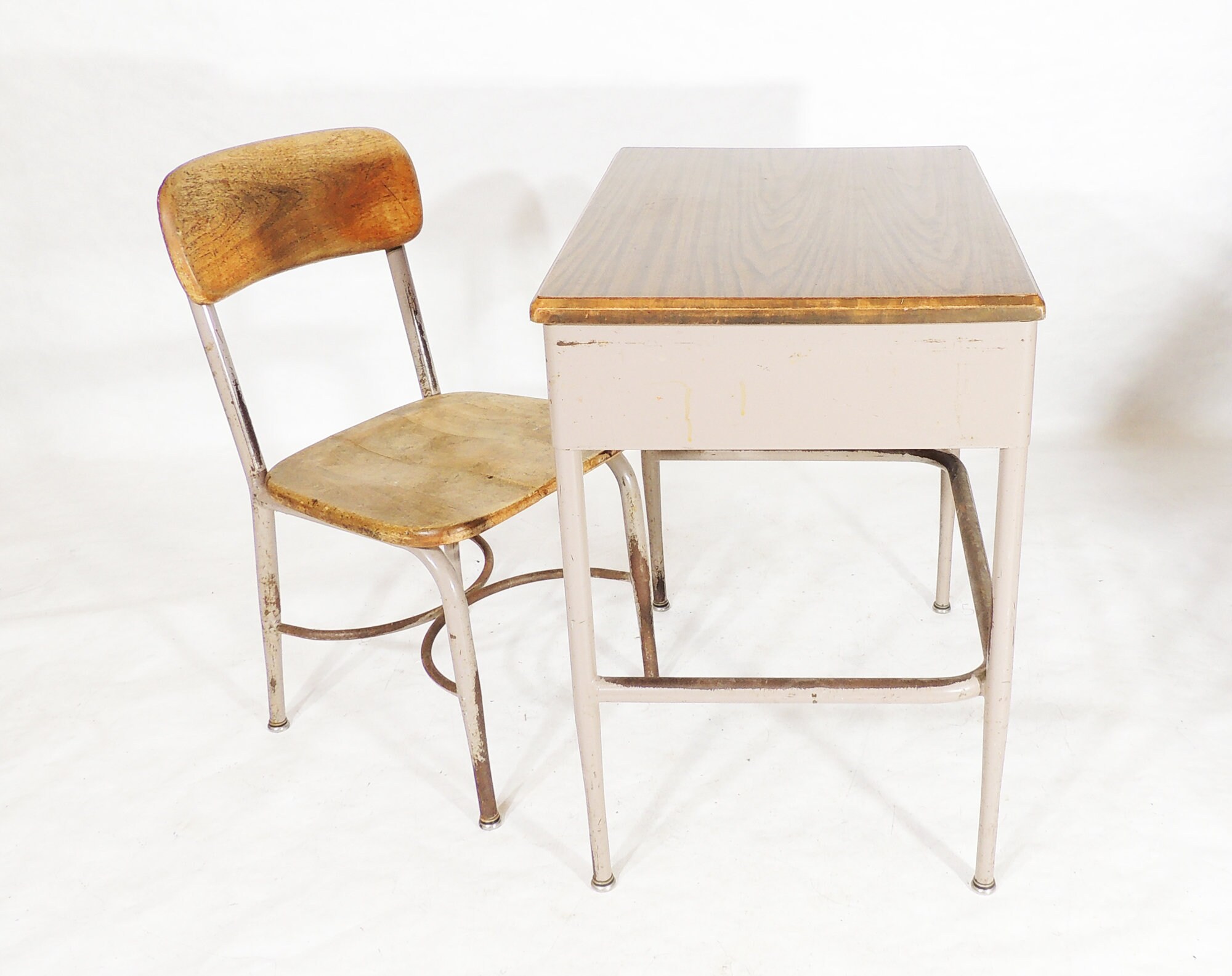 Vintage Heywood Wakefield Mid-century Era Rustic Wood Metal Mini