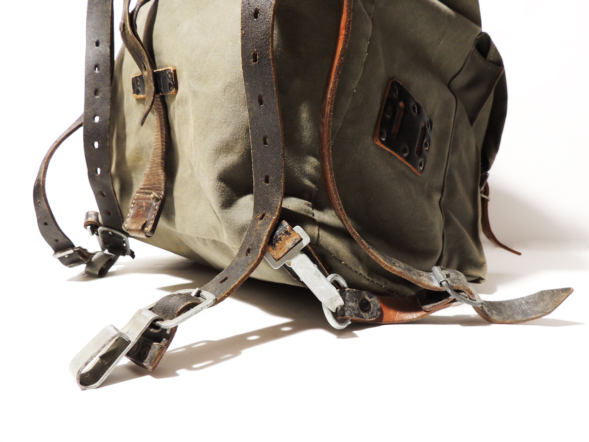 Collectible Vintage Leather Straps Canvas Pack Military Rucksack - Etsy