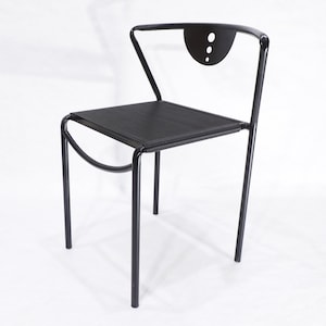 Modernistische tijdperk Italiaanse Giandomenico Belotti voor Fly Line Spaghetti zwart metalen eetkamerstoel