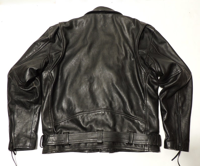 Vintage Biker Jacket Leather Black Metal Zippers | Etsy