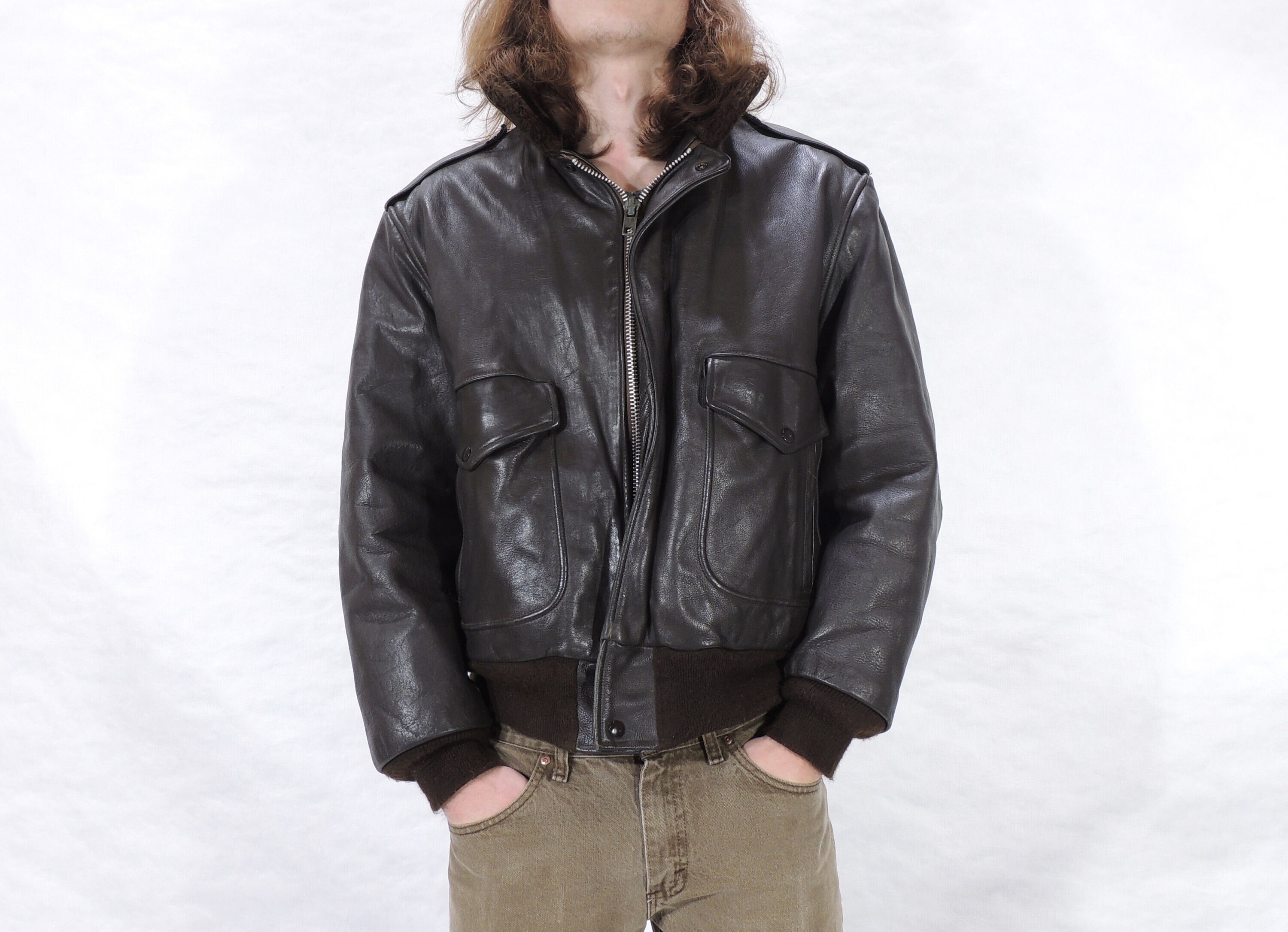 Original Spiewak Golden Fleece Bomber Brown Leather Flight Original Spiewak Golden Fleece Bomber Brown Leather Flight