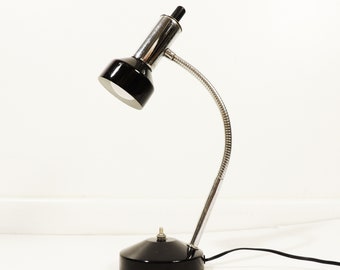 Modernist Era Black Chrome Minimalist Gooseneck Flex Table Desk Lamp