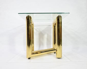 Vintage Mid-Century Modernist era Hollywood Regency Tubular Brass z-Table
