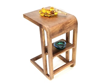 Rustic Art Deco-style C waterfall side table Solid wood