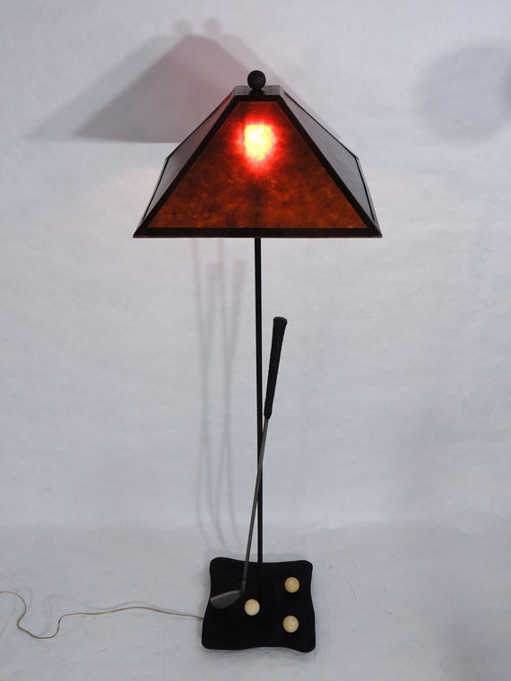 Vintage Ethan Allen Black Metal Golf Floor Lamp Etsy