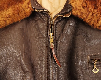 Chaqueta bomber de cuero marrón Horse Hide original de Buck Skein Joe
