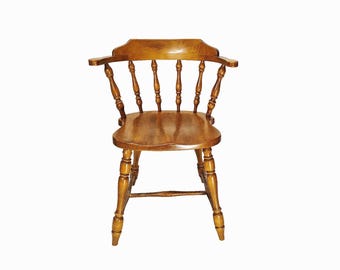 Silla de capitán vintage original de Astra Bentwood Furniture Co., de madera maciza.