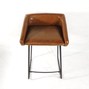 Postmodern Brown Vinyl Seat Metal Industrial Style Bar Stool image 2