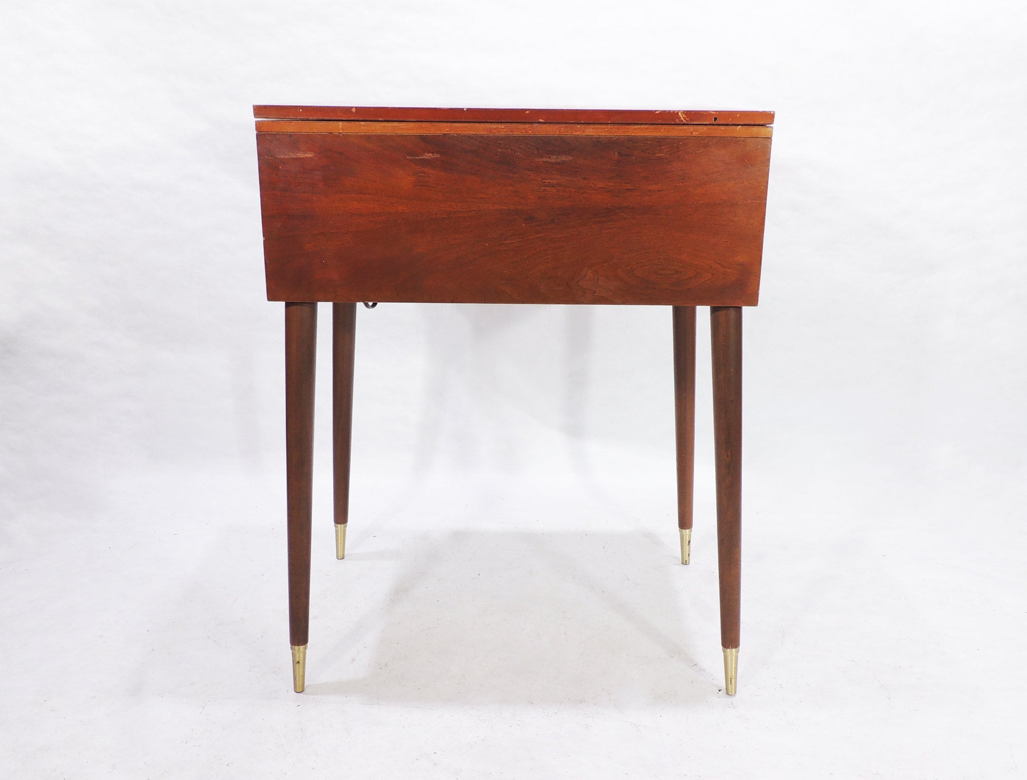 MCM Era Singer Wood Finish Folding Sewing Side End Table With