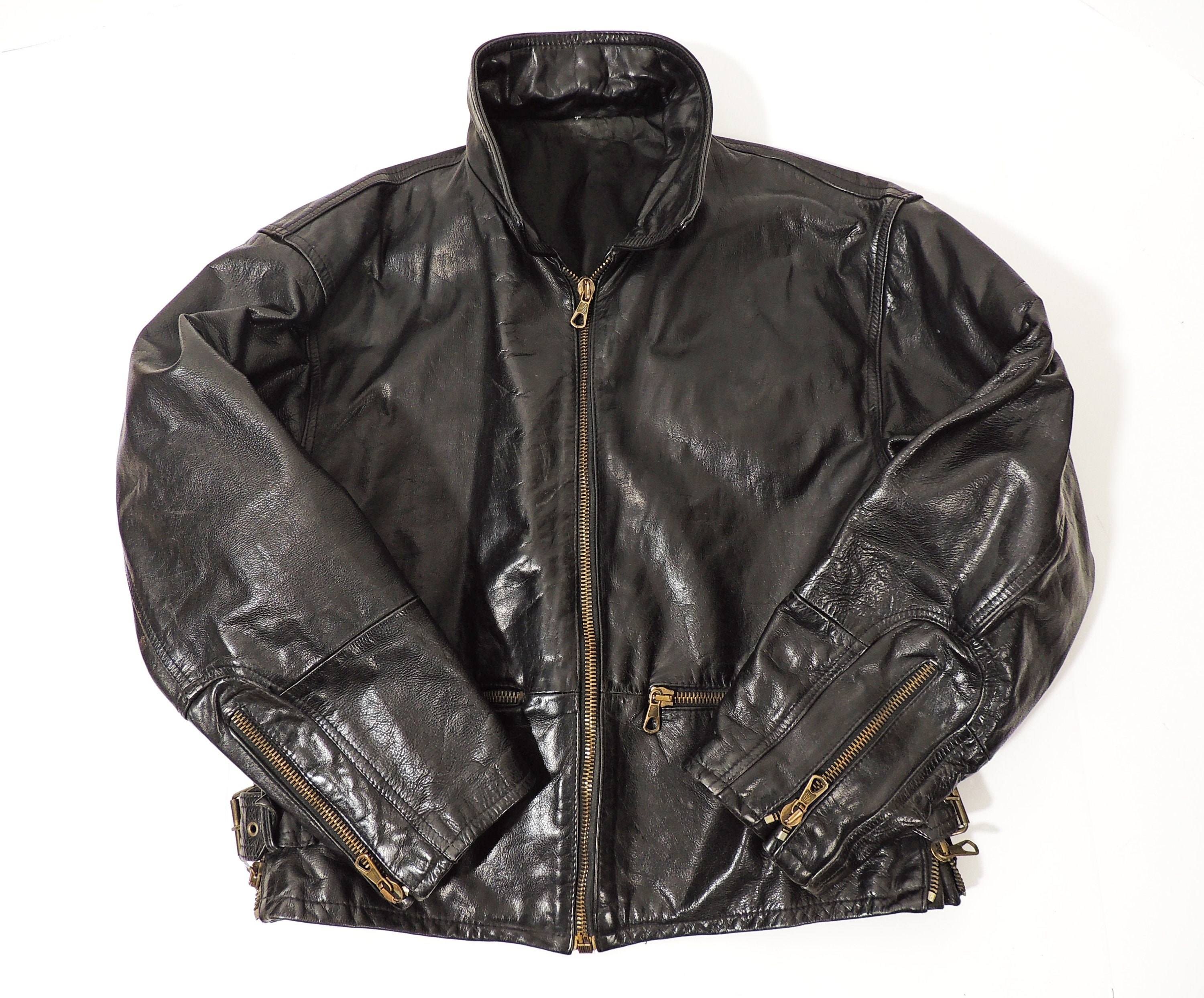 Vintage Original Vera Pelle Biker Jacket Leather Brass Vintage Original Vera Pelle Biker Jacket Leather Brass