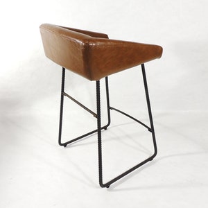 Postmodern Brown Vinyl Seat Metal Industrial Style Bar Stool image 4