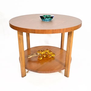 Tavolino da caffè laterale con ripiano rotondo in formica Lane, vintage MCM Era