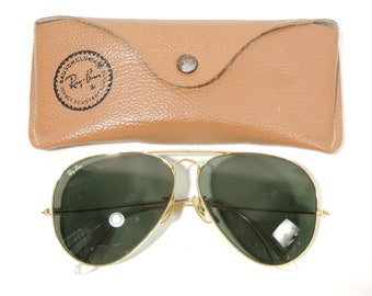 Original Vintage Ray-Ban USA B&L Engraved Aviator Sunglasses