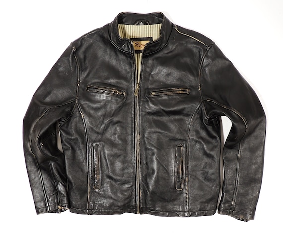 Motorcycle Biker Jacket Cafe Racer Leather brass … - image 1