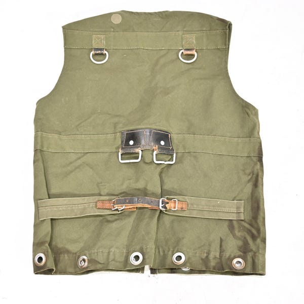 Vintage vest militaire uitrusting olijfgroen canvas herenjas L