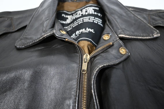 Vintage Schott Bros Inc Brown Leather Bomber Jacket Made in