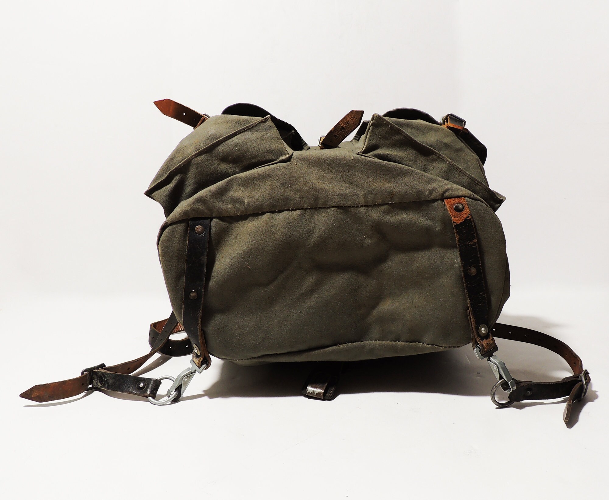 Collectible Vintage Leather Straps Canvas Pack Military Rucksack - Etsy Collectible Vintage Leather Straps Canvas Pack Military Rucksack - Etsy