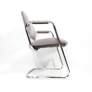Postmodern STEELCASE Conference Chrome Gray Upholstery Arm Chair