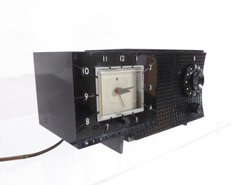 MCM Era Westinghouse Space Age Black Clock Radio
