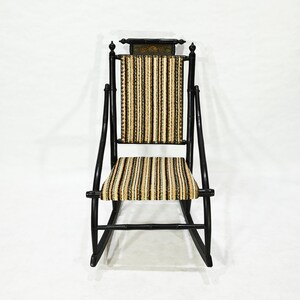 Vintage Hunzinger-style Wood Cloth Lounge Rocking Chair - Etsy
