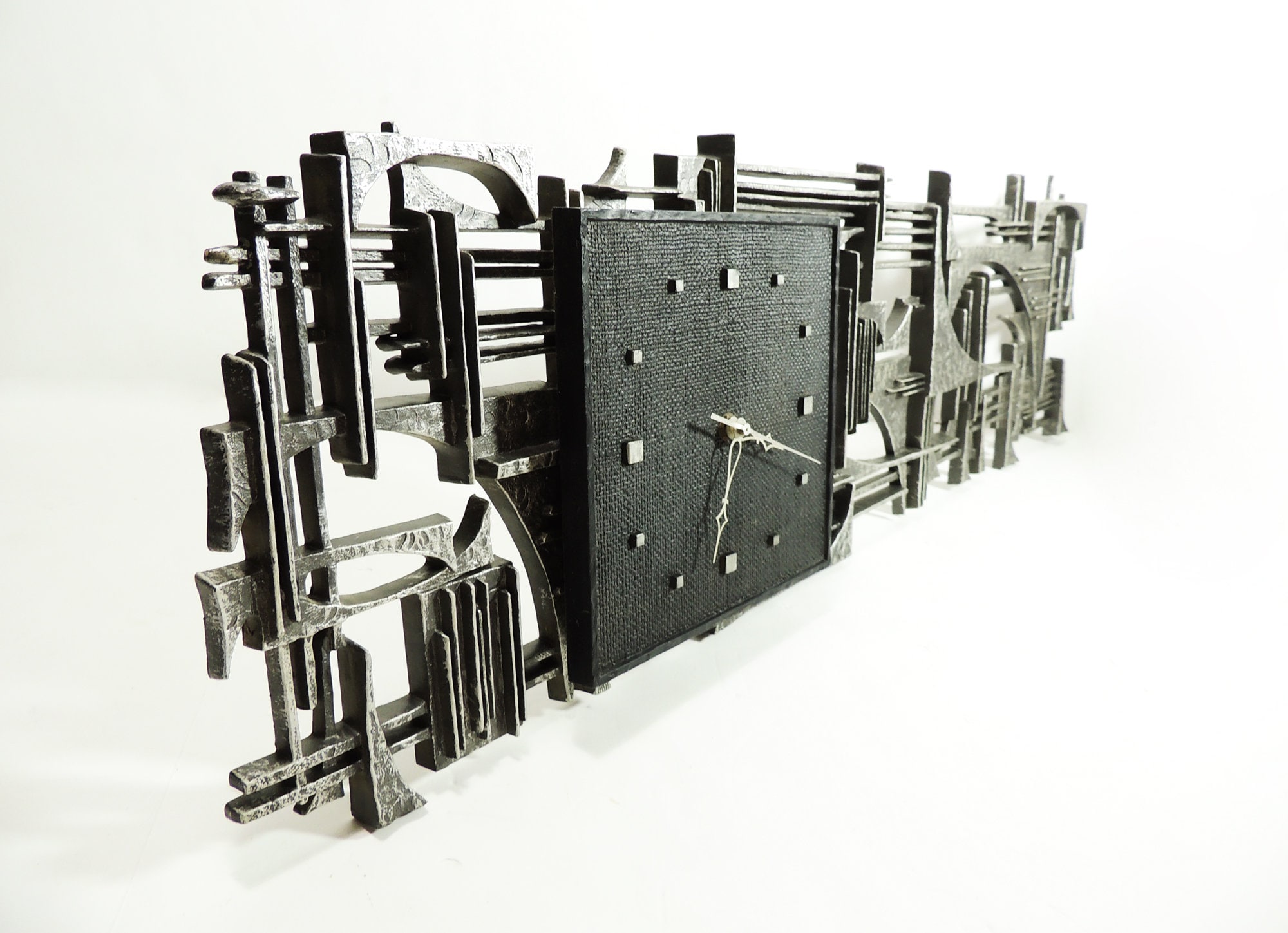 MCM Era Burwood USA Brutalist Clock Wall Art Etsy