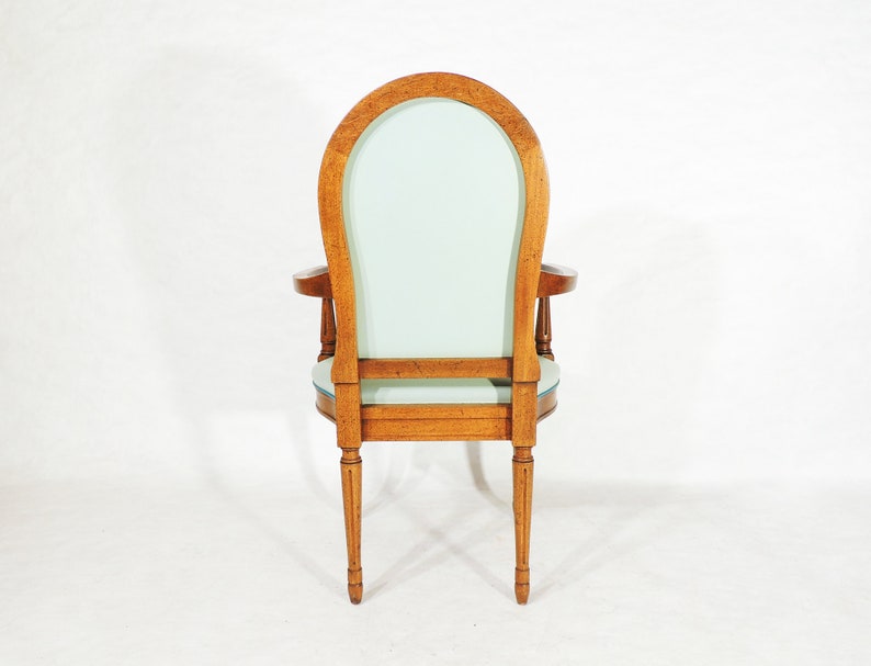 Vintage Hall Light Green Vinyl Wood Dining Armchair By Mount Airy 画像 7