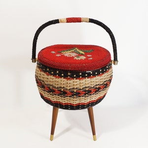 Vintage MCM Era Sewing Basket Storage Organizer image 6