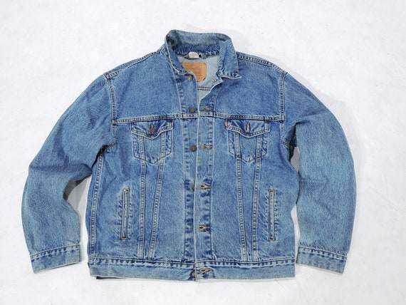 Levi's trucker blue jean jacket mens size XL - image 1