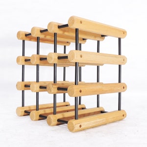 Vintage Solid Wood Nine Bottles Wine Rack
