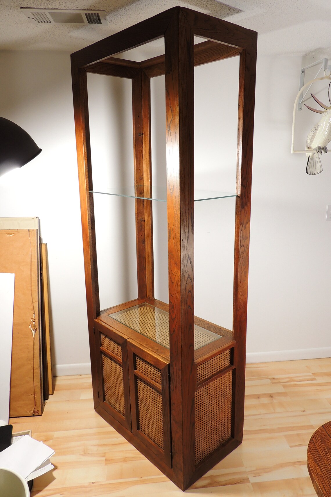 MCM Era Rattan Solid Wood Wall Board Room Divider Shelf with Etsy