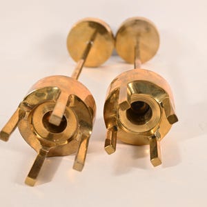 Pair of Vintage Solid Brass Candle Candlestick Holders Pierre Forssell attributed