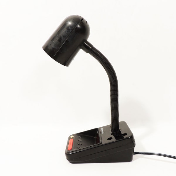 1980s Vintage Spartus Gooseneck Alarm Clock Mini Table Desk Lamp