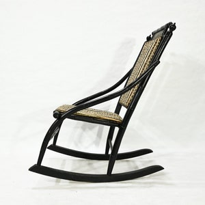 Vintage Hunzinger-style Wood Cloth Lounge Rocking Chair - Etsy