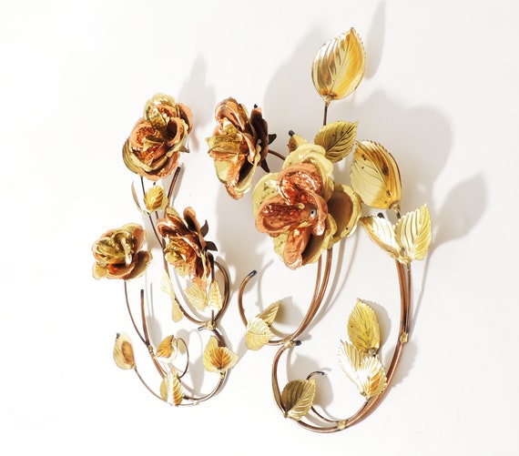 Set of 2 Vintage Handcrafted Flowers Leaf Branches Wall Art - Etsy
