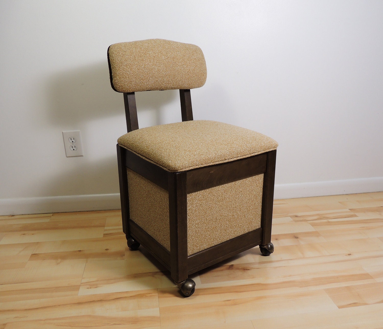 Vintage Original Cube Sewing Storage Chair Seat on Casters Etsy