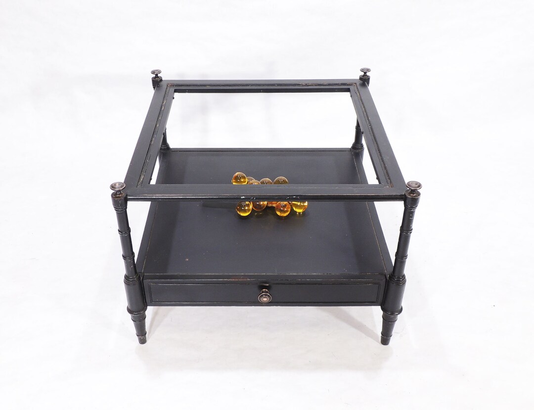 Vintage Wood Metal Black Nightstand Side End Table Consulate by Drexel ...