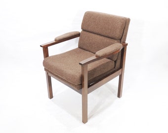 Vintage Original Hon Co Murphy Miller Wood Brown Fabric Office Armchair