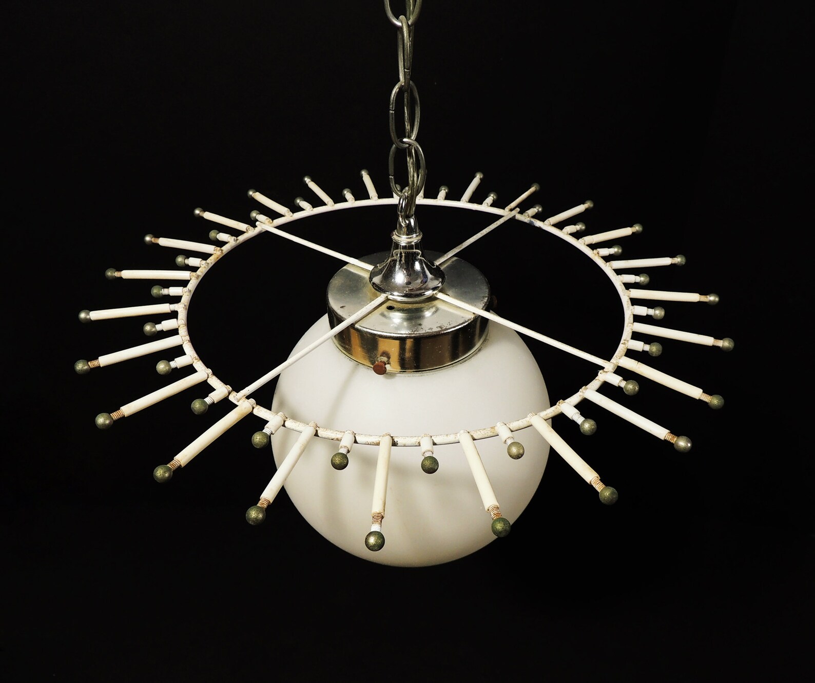 Modernist Era Metal Lucite Light Sphere Hanging Swag Lamp Etsy