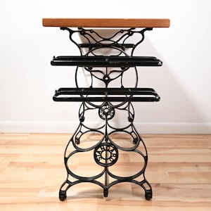 Handcrafted Antique Standard Sewing Machine Repurposed Wood Top Table