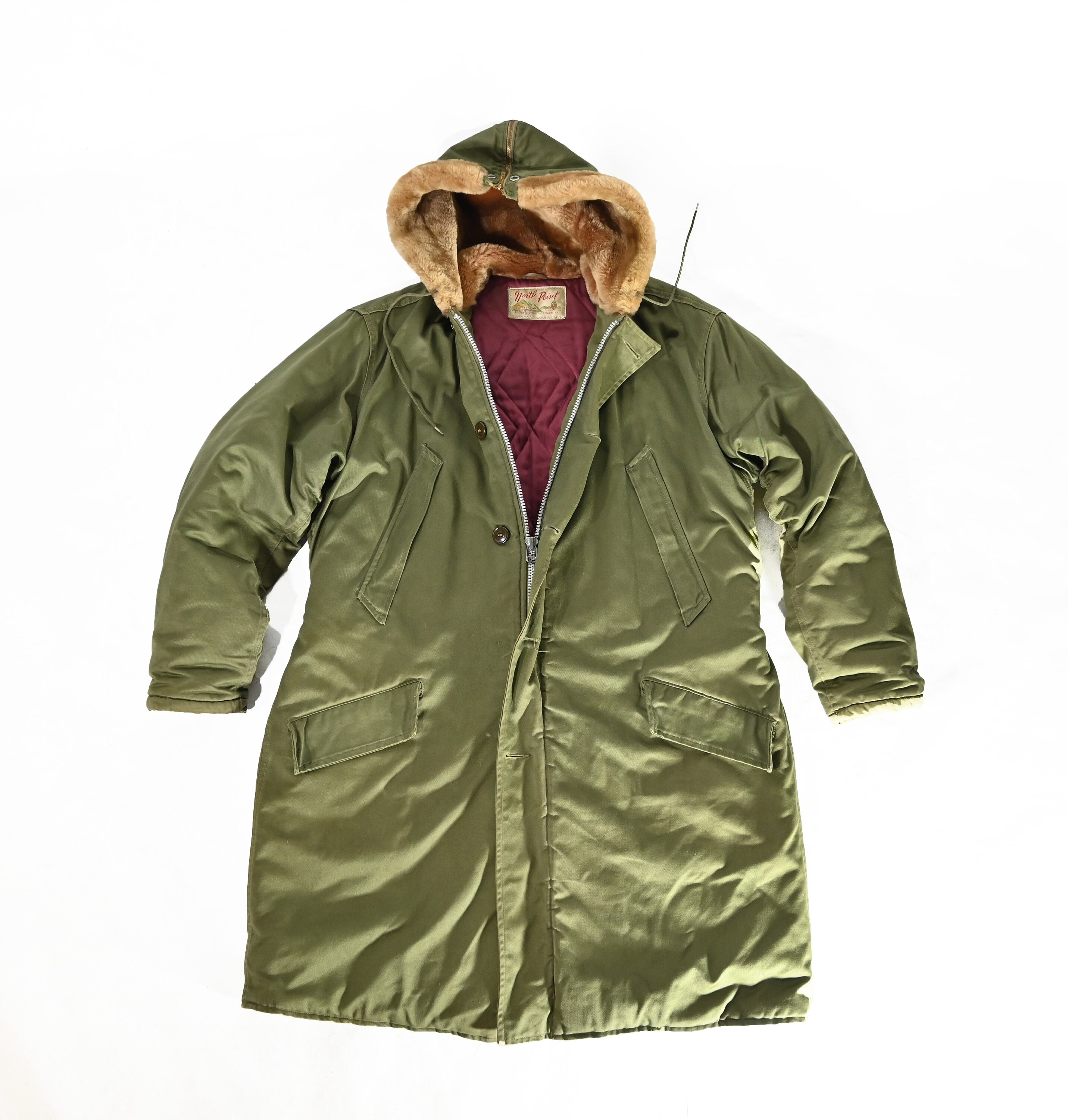 Vintage Olive Green Korean War 1950's Parka Cold Weather B-9