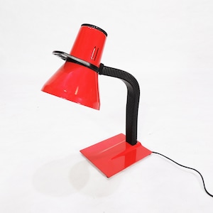 Vintage Modernist Functional Design Adjustable Red Ledu Co Table Desk Lamp