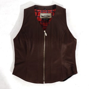 BMW Endeavour Brown Leather Biker Vest womens size 38